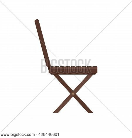 Portable Wood Chair Icon. Flat Illustration Of Portable Wood Chair Vector Icon Isolated On White Bac