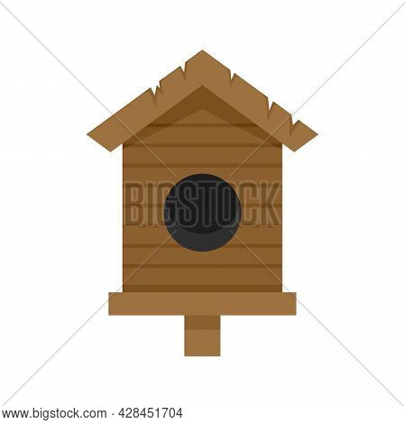 Old Bird House Icon. Flat Illustration Of Old Bird House Vector Icon Isolated On White Background