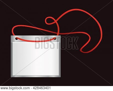 Blank identification badge. Plastic name holder, pass identification badging. Card, personal office tag or empty badge on lanyard realistic template