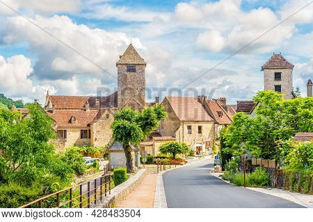 Autoire, France - June 23,2021 - In The Streets Of Autoire Village. Autoire Is A Commune In The Lot 