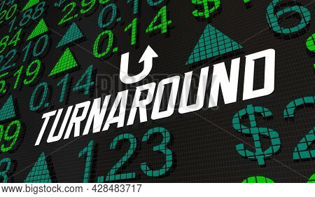 Stock Market Turnaround Rebound Improvement Changing Course Up Increase 3d Illustration
