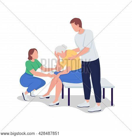 Covid Victims Relatives Semi Flat Color Vector Characters. Full Body People On White. Family Members