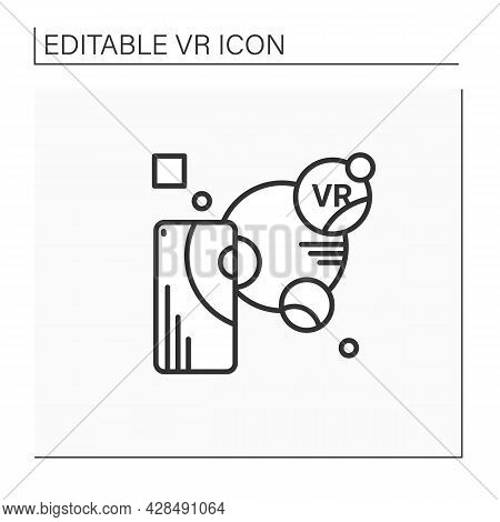 Augmented Reality Line Icon. Objects Residing In The Real World Are Enhanced By Computer-generated P