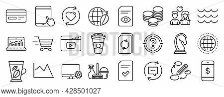 Set Of Line Icons, Such As Tips, Delivery Shopping, Checked File Icons. View Document, Web Analytics