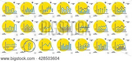 Financial Chart Line Icons. Set Of Candle Stick Graph, Report Diagram And Infochart Icons. Growth, T