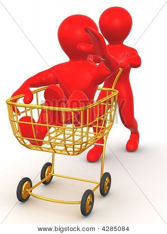Zwei Männer mit Consumer Korb