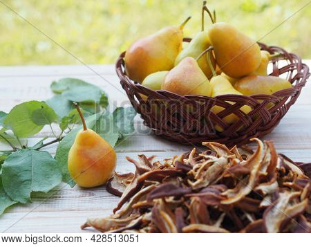 The Season For Harvesting Dried Fruits For Future Use. Natural Background With Dried Fruits. Juicy F