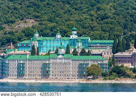 Saint Panteleimon Monastery In Athos, Chalkidiki, Greece