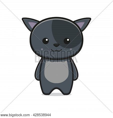 Cute Cat Mascot Cartoon Icon Vector Illustration. Design Isolated Flat Cartoon Style