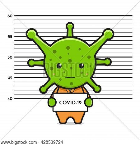Virus Covid-19 Imprisoned Cartoon Icon Vector Illustration. Design Isolated Flat Cartoon Style