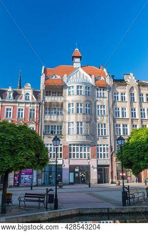 Walbrzych, Poland - June 3, 2021: Facade Of Building On Market Square In Walbrzych.