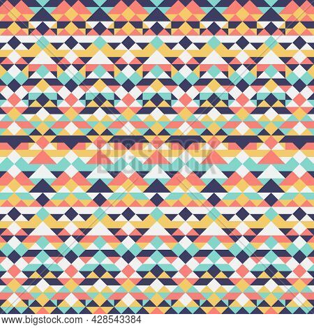 Geometric Ethnic Oriental Ikat Or Tribal Seamless Pattern. Fabric Pattern Design For Tribal Embroide