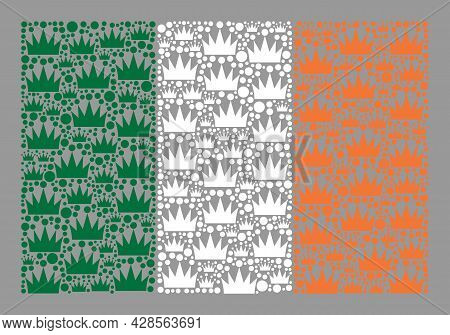 Mosaic Rectangular Ireland Flag Designed With Royal Items. Kingdom Vector Collage Ireland Flag Organ
