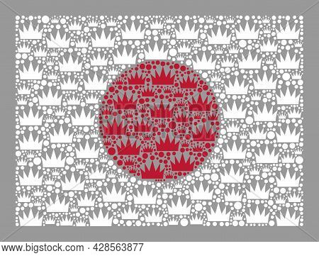 Mosaic Rectangular Japan Flag Designed With Royal Icons. Luxury Vector Mosaic Japan Flag Designed Fo