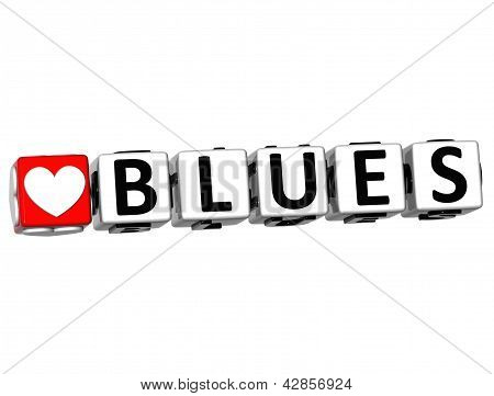 3D lásky Blues tlačítko klepnutím sem blok textu