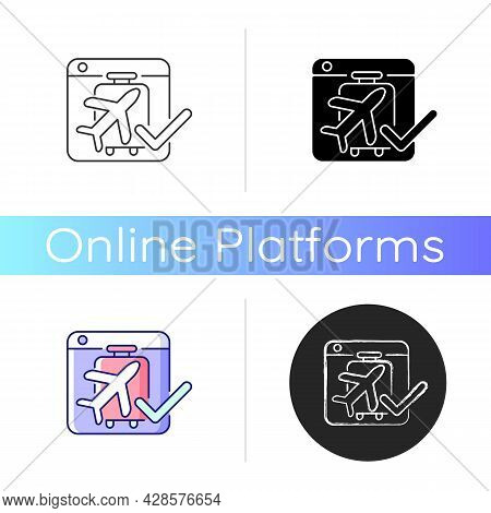 Online Booking Systems Icon. Self-booking And Paying Through Website. Trip Planning. Reservation Man