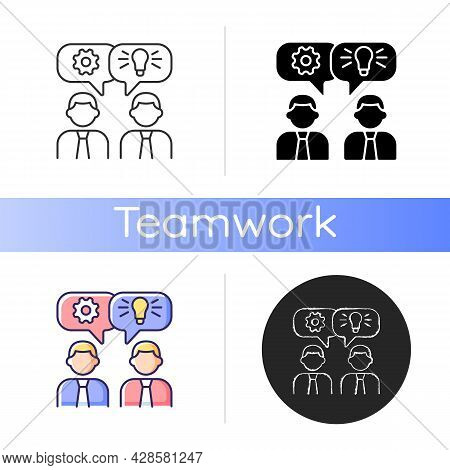 Brainstorming Icon. Generating Ideas And Solutions In Team. Brainstorming Session. Idea Creation Met