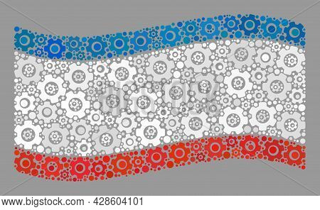 Mosaic Waving Crimea Flag Created With Service Elements. Vector Engine Mosaic Waving Crimea Flag Don
