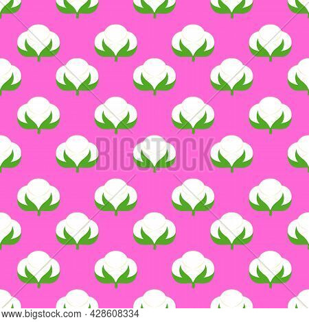 Floral Cotton Pattern With White Flowers For Fabric, Website Background, Paper Packaging And Other I