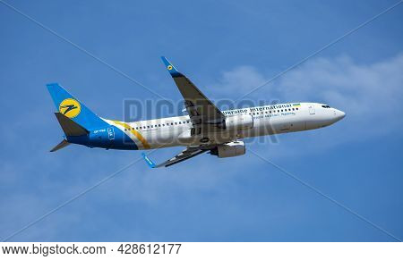 Ukraine, Odessa - July 16, 2021: Passenger Aircraft Ur-psz Ukraine International Airlines Boeing 737