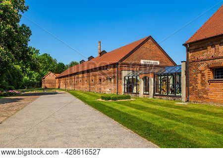 Goluchow, Great Poland - 23 May 2016: The Building Of The Forestry Museum. Old Red Brick, Former Far