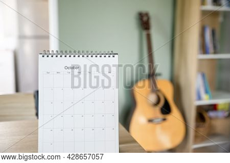 Calendar Desk Place On Table. Desktop Calender For Planner To Plan Agenda, Timetable, Appointment, O