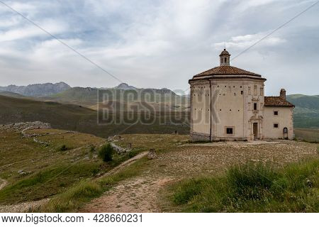 Rocca Calascio, Abruzzo, Gran Sasso, Italy. June 2021.church Of Santa Maria Della Pietà. It Rises At