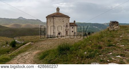 Rocca Calascio, Abruzzo, Gran Sasso, Italy. June 2021.church Of Santa Maria Della Pietà. It Rises At