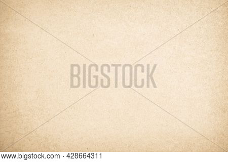 Old Recycled Craft Cardboard Texture As Background. Brown Paper Texture, Work Vintage Page Or Grunge
