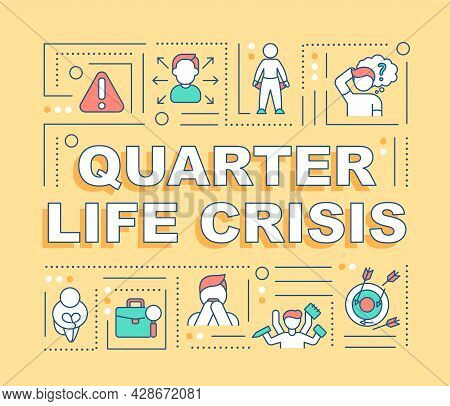 Quarter Life Crisis Word Concepts Banner. Choosing A Career Path. Infographics With Linear Icons On 