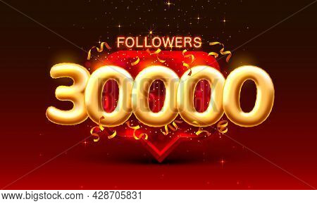 Thank You Followers Peoples, 30k Online Social Group, Happy Banner Celebrate, Vector