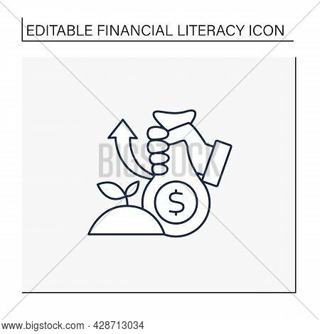 Investments Line Icon. Investing Money In Profitable Business. Investition. Accumulate Earnings.fina