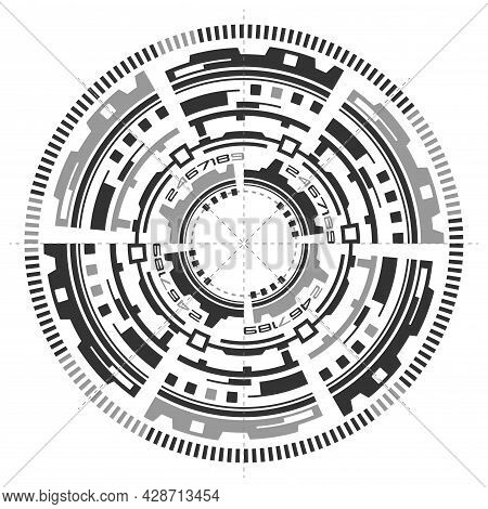 Hud Futuristic .technologies Of The Future.technical Drawing.fantastic Circle .drawing Details.vecto