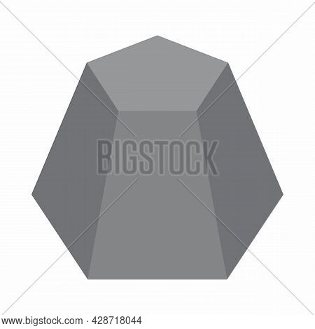 Truncated Pentagonal Pyramid. 3d Grayscale Illustration On White Background.