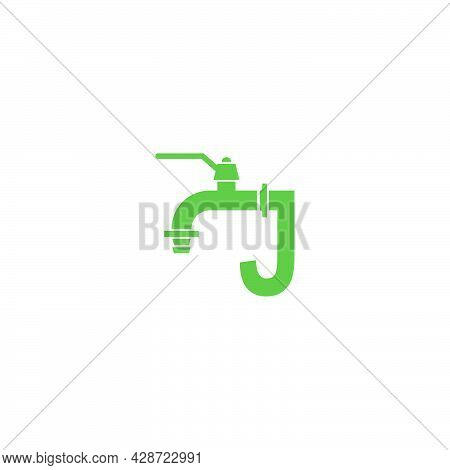 Faucet Icon With Letter J Logo Design Vector Template