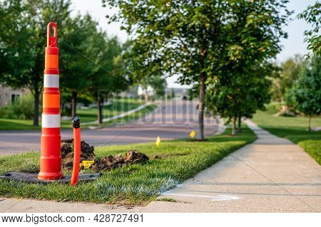 Directional Underground Boring To Install Plastic Conduit For High Speed Fiber Internet Utilities