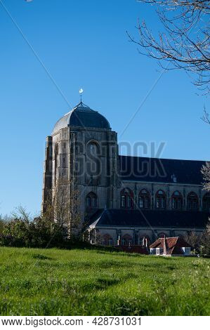 City View On Old Medieval Houses In Small Historical Town Veere In Netherlands, Province Zeeland