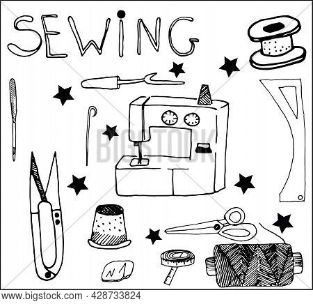 Black And White Set Of Sewing Accessories