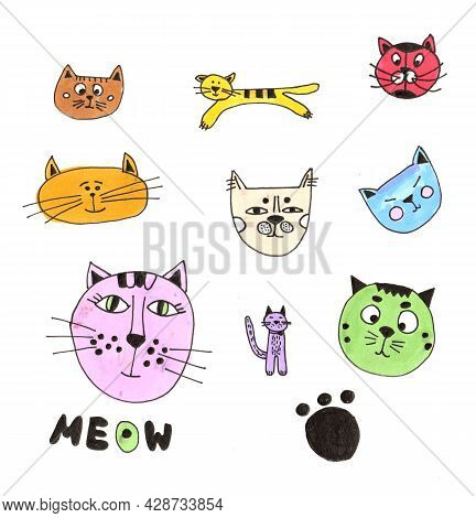 Colors Illustration With Cute Cats For Children