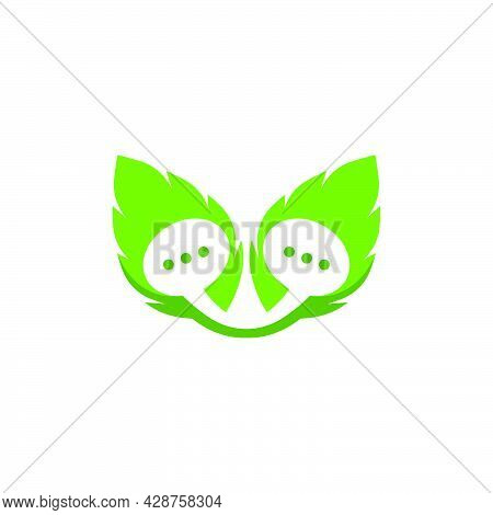 Speech Bubble Leaf Concept  Logo Icon Vector