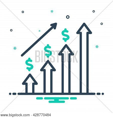 Mix Icon For Economic-investment Graph Progress Budgetary Monetary Commercial Fiscal Venture Expense