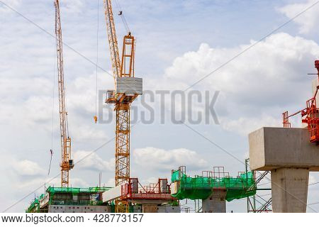 Infrastructure Construct Concepts, Construction Of A Mass Transit Train Line In Progress With Constr