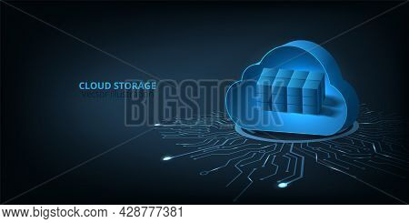 Cloud Storage Concept.visualization Cloud Storage With Data Protected Exchange  Cloud Computing, Big