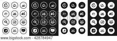 Set Financial Growth, Laptop With Graph Chart, Pie Infographic, Digital Speed Meter, Search Data Ana