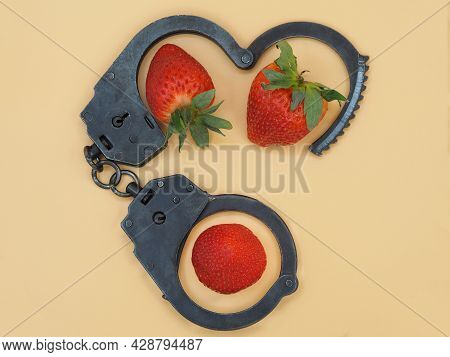 The Concept Of Sexual And Intimate Innuendo Or Flirtation. Bright Photo For Advertising Adult Toys O