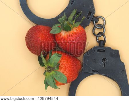 The Concept Of Sexual And Intimate Innuendo Or Flirtation. Bright Photo For Advertising Adult Toys O