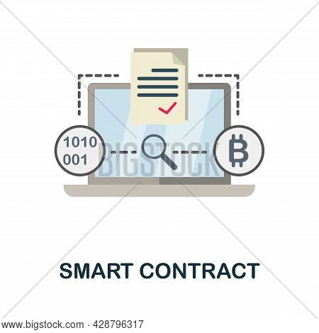 Smart Contract Flat Icon. Colored Sign From Cryptocurrency Collection. Creative Smart Contract Icon 