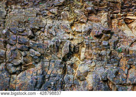 Black And Brown Rocky Cliff Face Texture 01