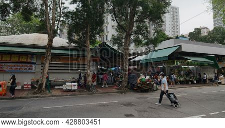 Yuen Long, Hong Kong, 21 April 2021: Hong Kong city street