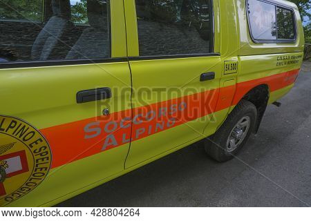 July 2021 Reggio Emilia, Italy: Special Emergency Car For Saving People In The Mountains. Soccorso A